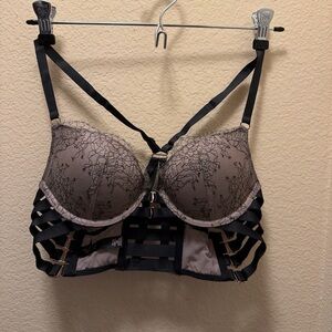 2015 Victoria's Secret soft purple and black Lattice Bra and 3 pair of panties
